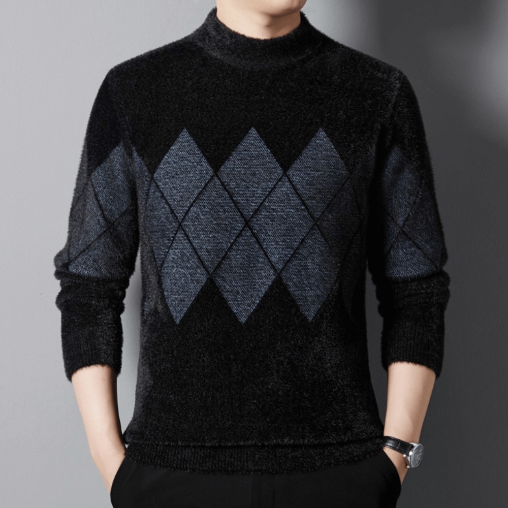 Percy Ellison | Argyle Mock Neck Sweater