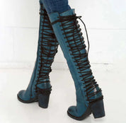 Poppy Walker | Bottes cuissardes à lacets et talon épais