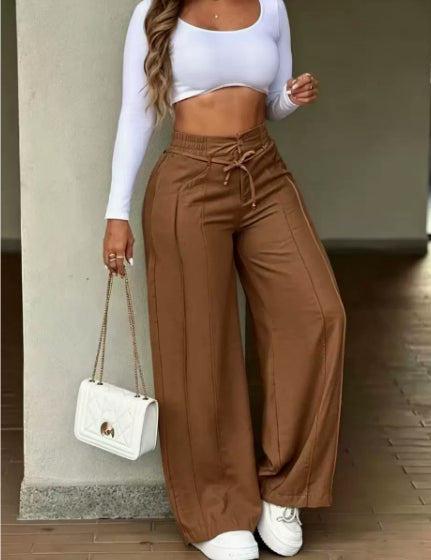 Poppy Hill | Wide-Leg Drawstring Trousers with Pintuck Detail