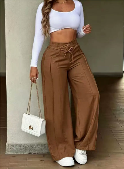 Poppy Hill | Wide-Leg Drawstring Trousers with Pintuck Detail