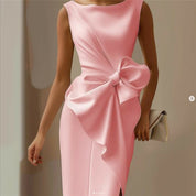Vivienne Lacroix | Bow Detail Midi Dress Sleeveless Elegance