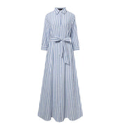 Rosalind Fairweather | Robe longue portefeuille rayée à nouer