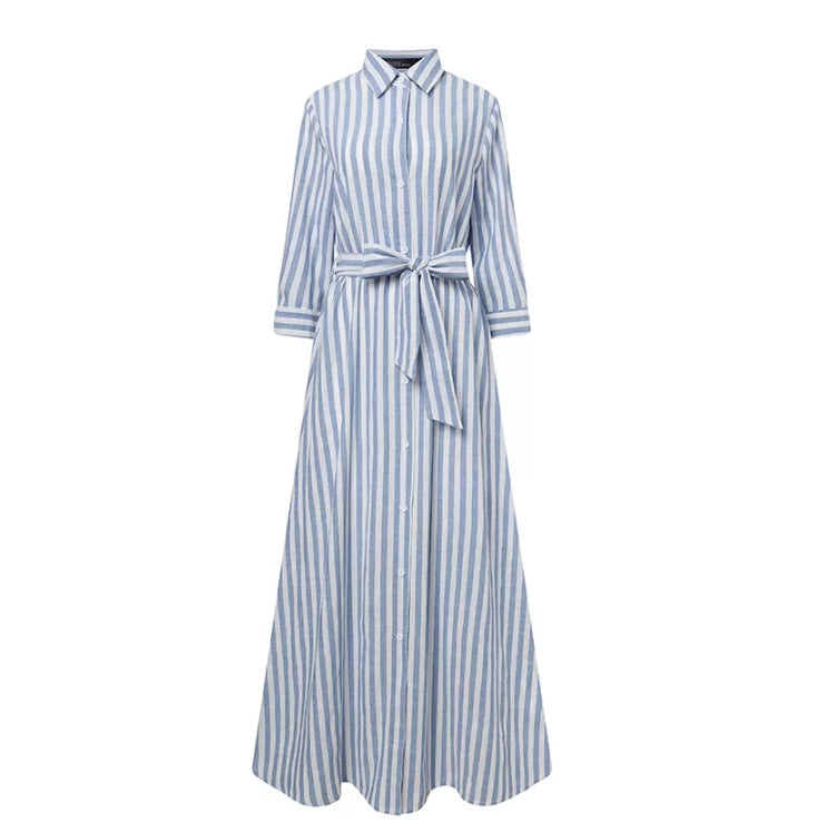 Rosalind Fairweather | Robe longue portefeuille rayée à nouer