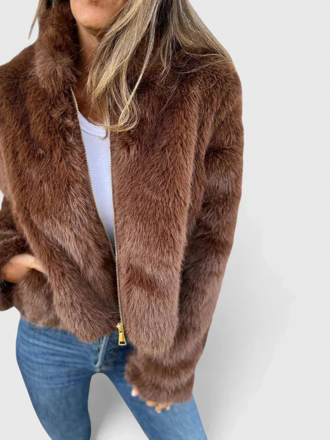 Harriet Cole | Faux Fur Jacket With Stand Collar