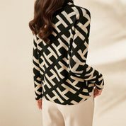 Marianne Kirkwood | Geometric Print Sweater With Mock Neck