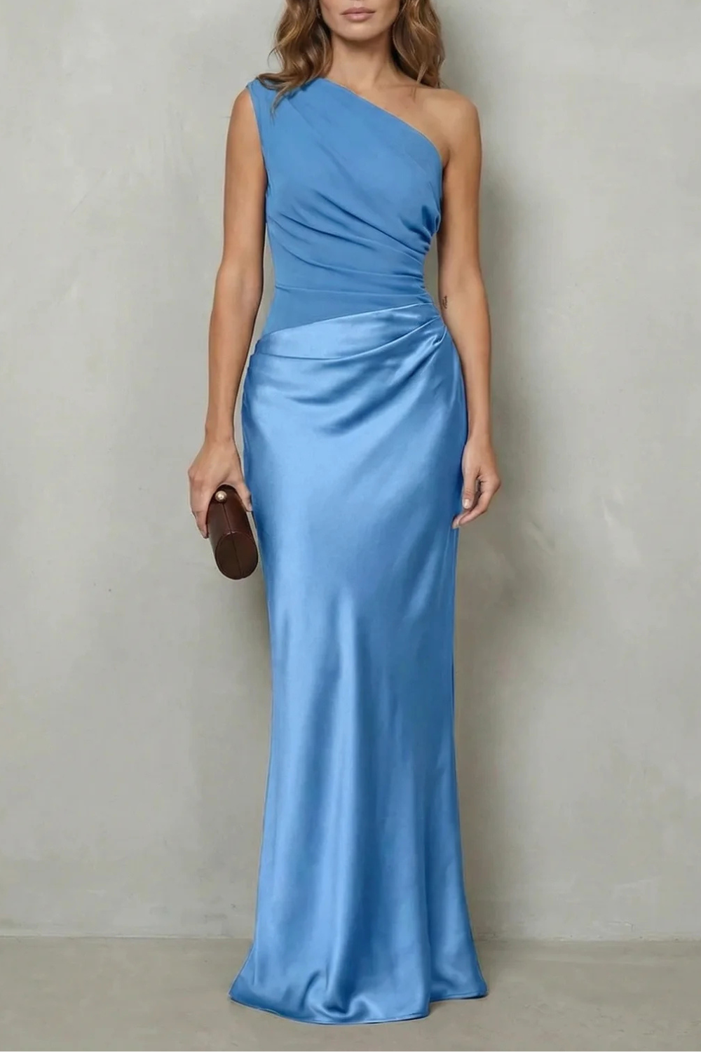 Arabella Kingsley | Asymmetric Satin Drape Evening Gown
