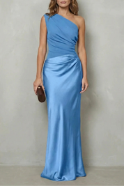 Arabella Kingsley | Asymmetric Satin Drape Evening Gown