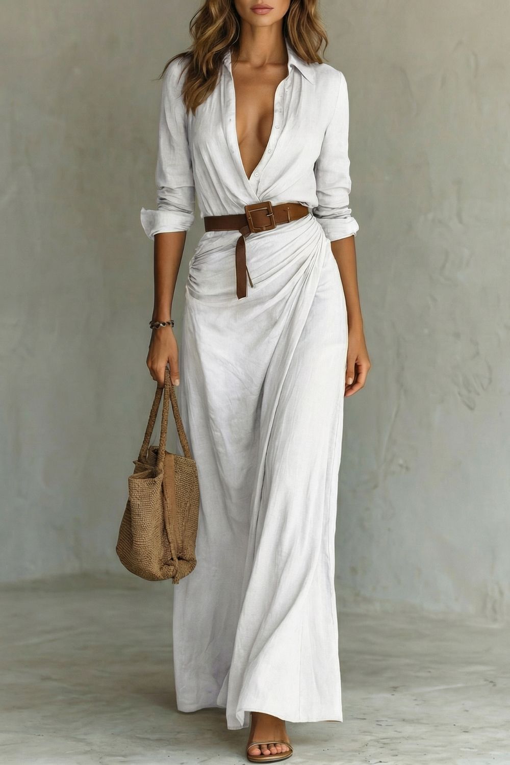 Harriet Drummond | Azura Button-Down Belted Maxi Dress