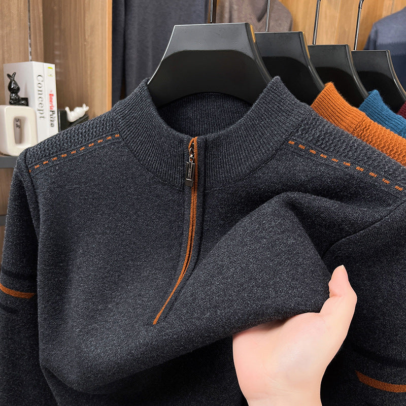 Michael Boswell | Pull à col roulé en maille épaisse et demi-zip