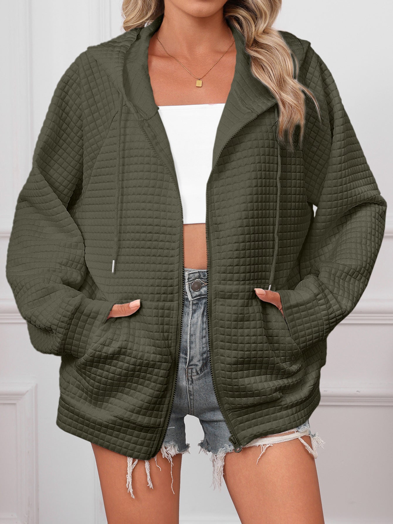 Florence Turner | Textured Zip-Up Hoodie Jacket