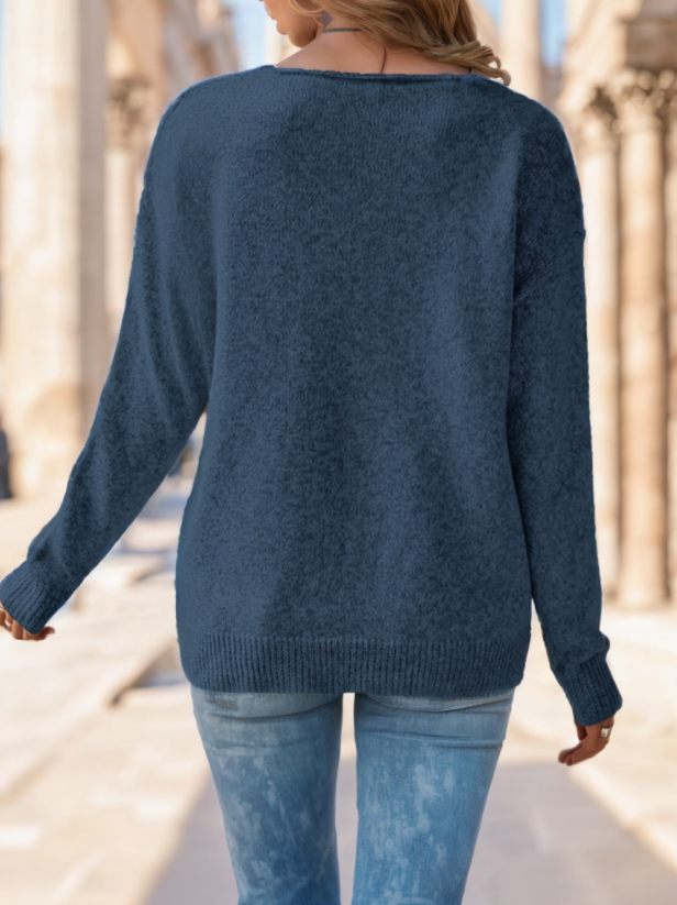 Isabella Marsh | Sweter z dzianiny pointelle z dekoltem w serek