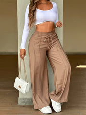 Poppy Hill | Wide-Leg Drawstring Trousers with Pintuck Detail