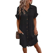 Priya Ashworth | Button-Through Cotton Gauze Shirt Dress with Pockets
