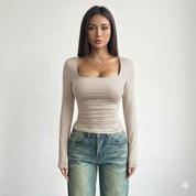 Cecily Thompson | Sculpting Square Neck Long Sleeve Top