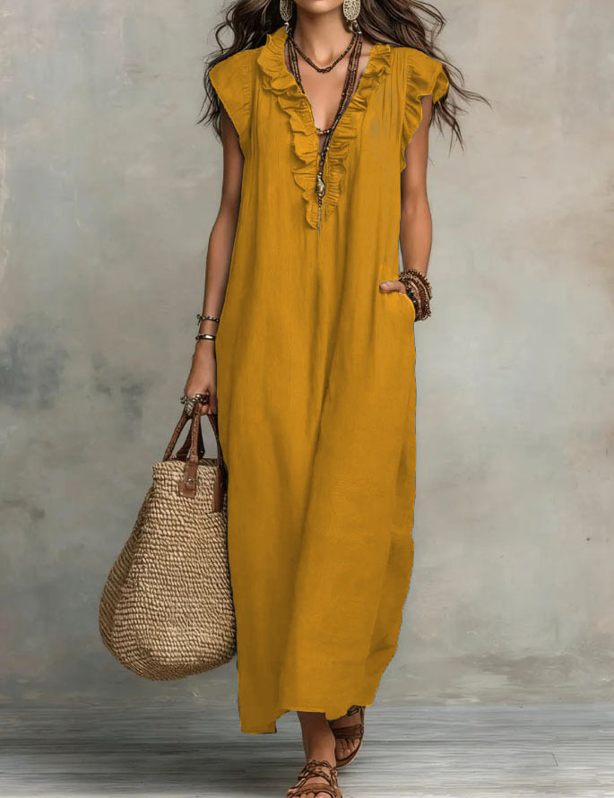 Eleanor Griffiths | Bohemian Flutter Sleeve Maxi Dress