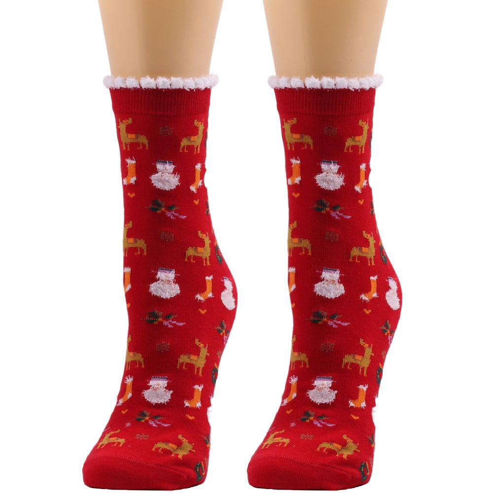 Frosty Sole | Chaussettes de Noël bleu marine à motif de père Noël pour femmes
