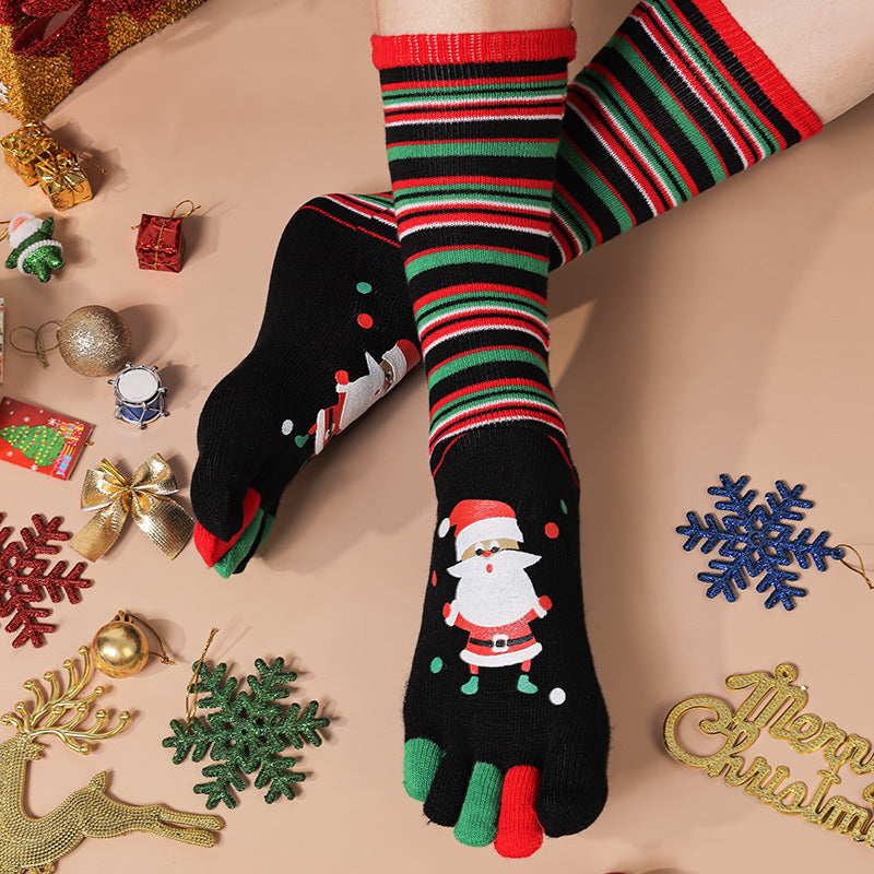 Merry Toes | Chaussettes de Noël rouges à motif de père Noël pour femmes