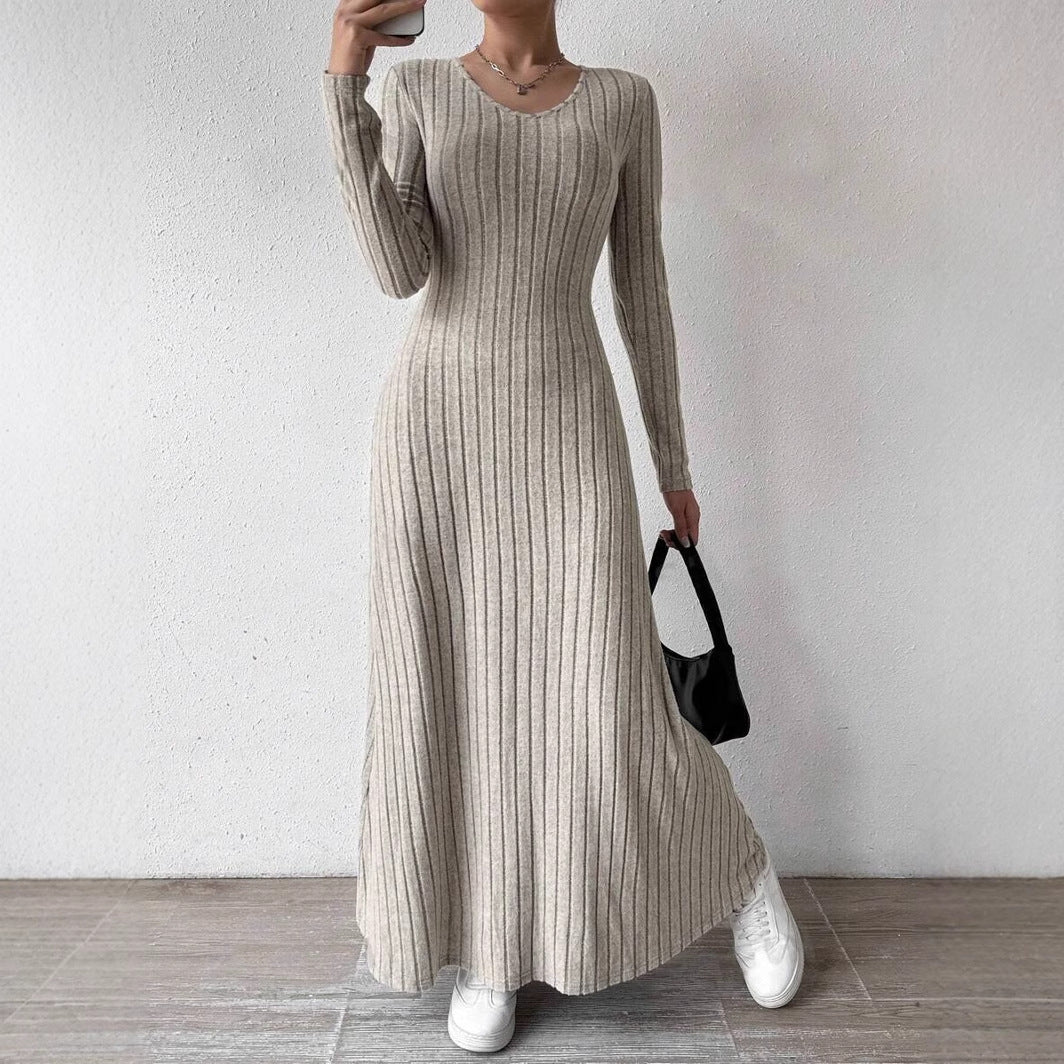 Jemima Lewis | Robe longue en maille côtelée à manches longues