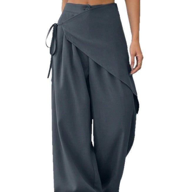 Verity Campbell | Wrap-Front Wide-Leg Trousers High-Waist Elegance