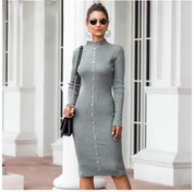 Penelope Ashcroft | Robe moulante en maille côtelée boutonnée sur le devant