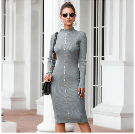 Penelope Ashcroft | Robe moulante en maille côtelée boutonnée sur le devant