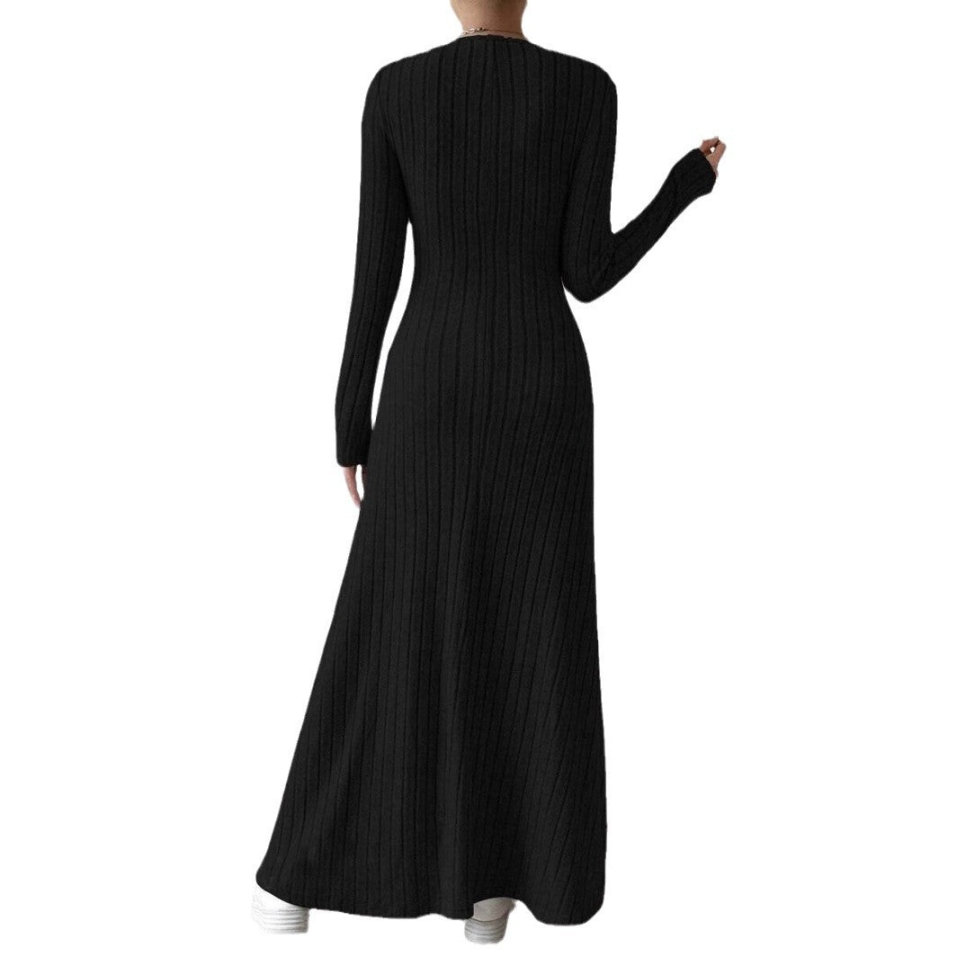 Jemima Lewis | Robe longue en maille côtelée à manches longues
