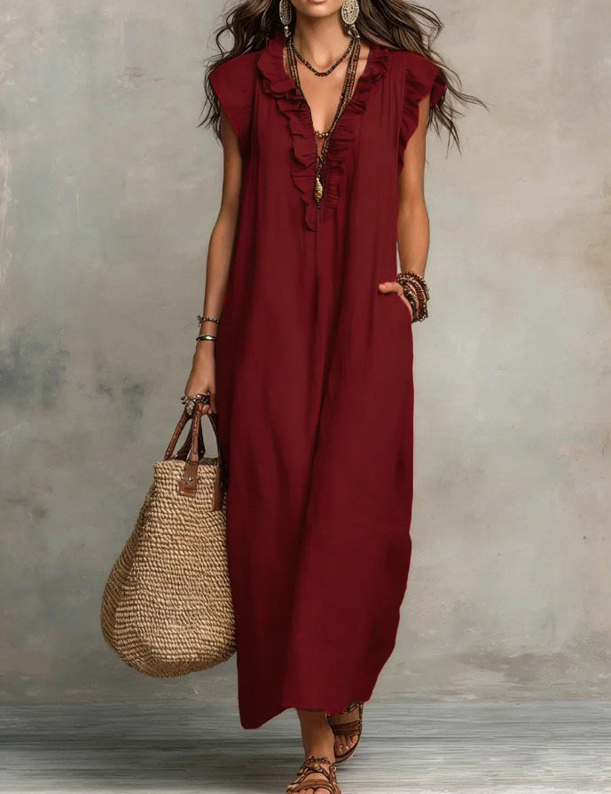 Eleanor Griffiths | Bohemian Flutter Sleeve Maxi Dress