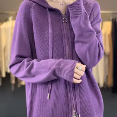 Georgina Wright | Zip-Up Knit Hoodie Cardigan