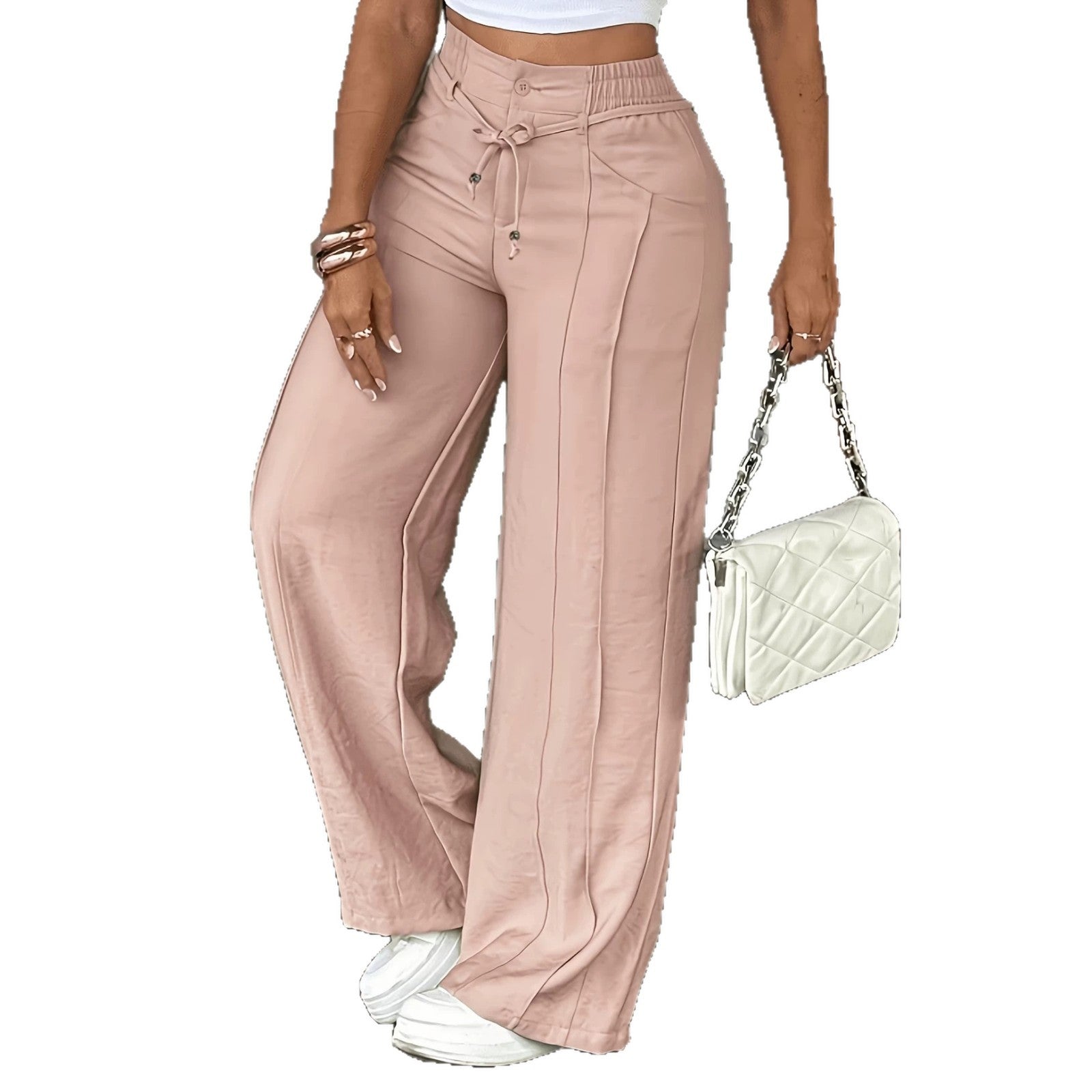 Poppy Hill | Wide-Leg Drawstring Trousers with Pintuck Detail