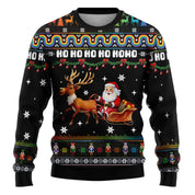 Merry Buck | Pull de Noël noir à imprimé Père Noël dansant pour homme