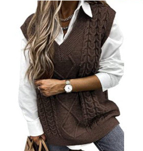 Beatrice Turner | Cable Knit V-Neck Sweater Vest
