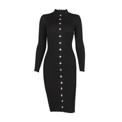 Penelope Ashcroft | Robe moulante en maille côtelée boutonnée sur le devant