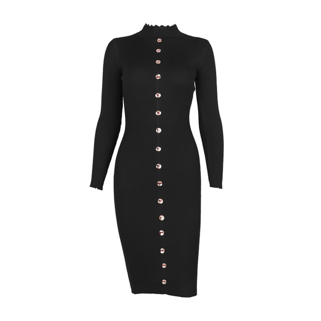 Penelope Ashcroft | Robe moulante en maille côtelée boutonnée sur le devant