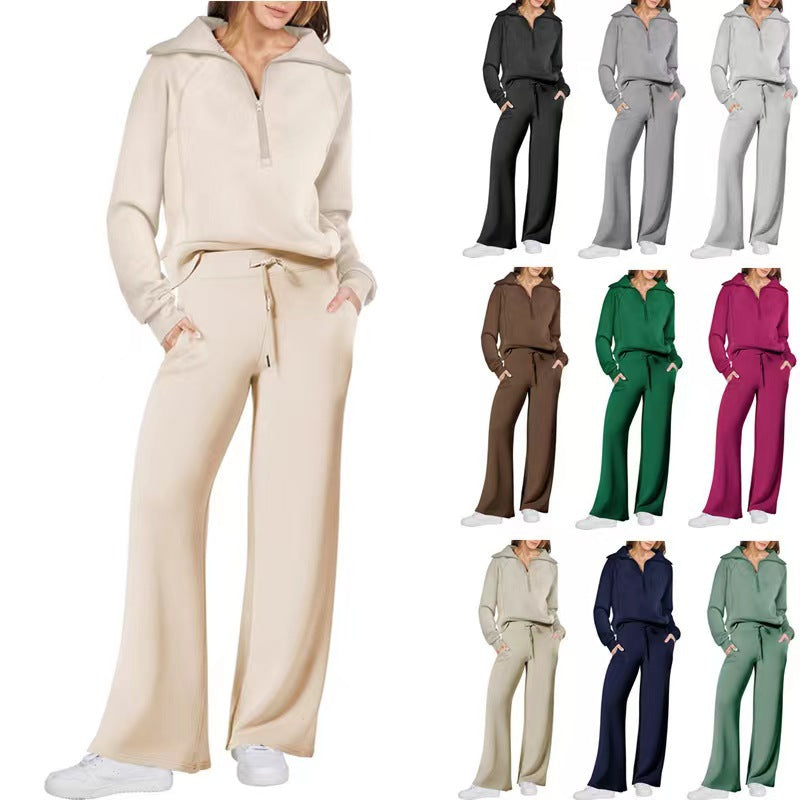 Emma Jones | Half-Zip Ribbed Loungewear Set