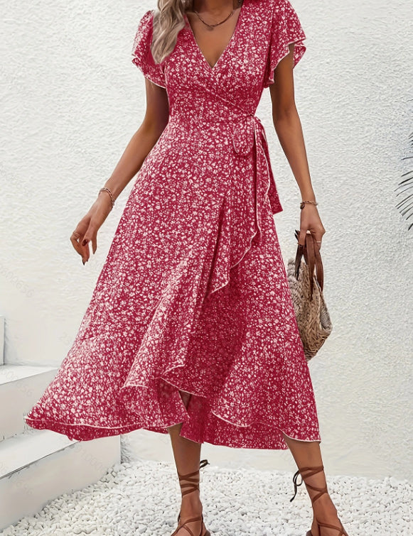 Elspeth MacKenzie | Floral V-Neck Wrap Maxi Dress