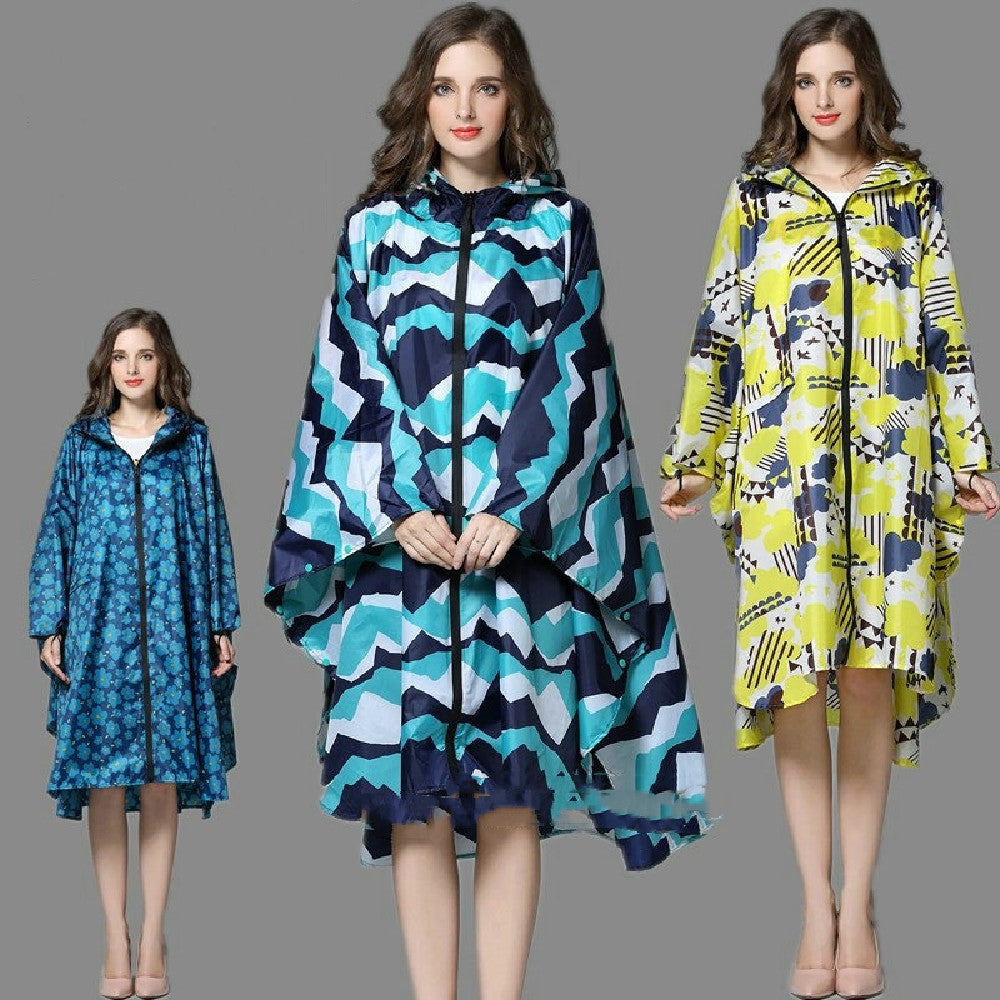 Cecily Turner | Printed Hooded Rain Poncho | Waterproof Statement Coat