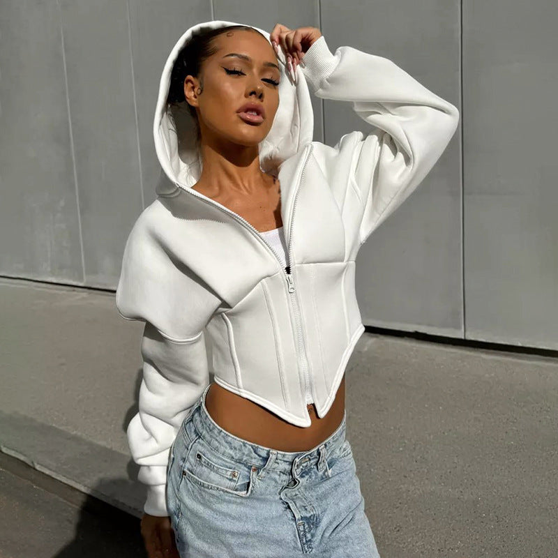 Imogen Radley | Cropped Corset Hoodie With Zip Front