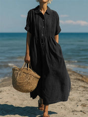 Florence Baker | Elegant Collared Linen Shirt Dress