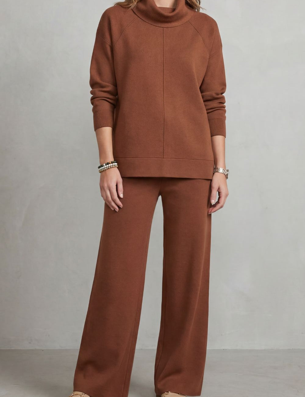 Tabitha Langford | Luverra Knit Lounge Set – Turtleneck & Wide-Leg Trousers