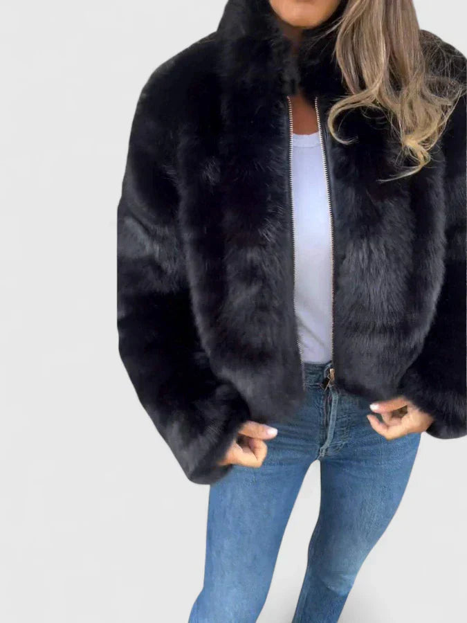 Harriet Cole | Faux Fur Jacket With Stand Collar