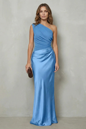 Arabella Kingsley | Asymmetric Satin Drape Evening Gown