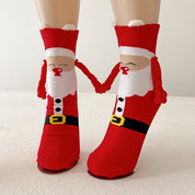 Cocoa Cheer | Chaussettes de Noël rouges magnétiques à motif de père Noël pour femmes