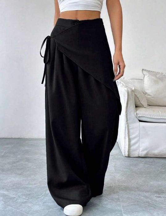 Verity Campbell | Wrap-Front Wide-Leg Trousers High-Waist Elegance