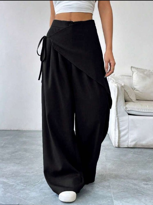Verity Campbell | Wrap-Front Wide-Leg Trousers High-Waist Elegance