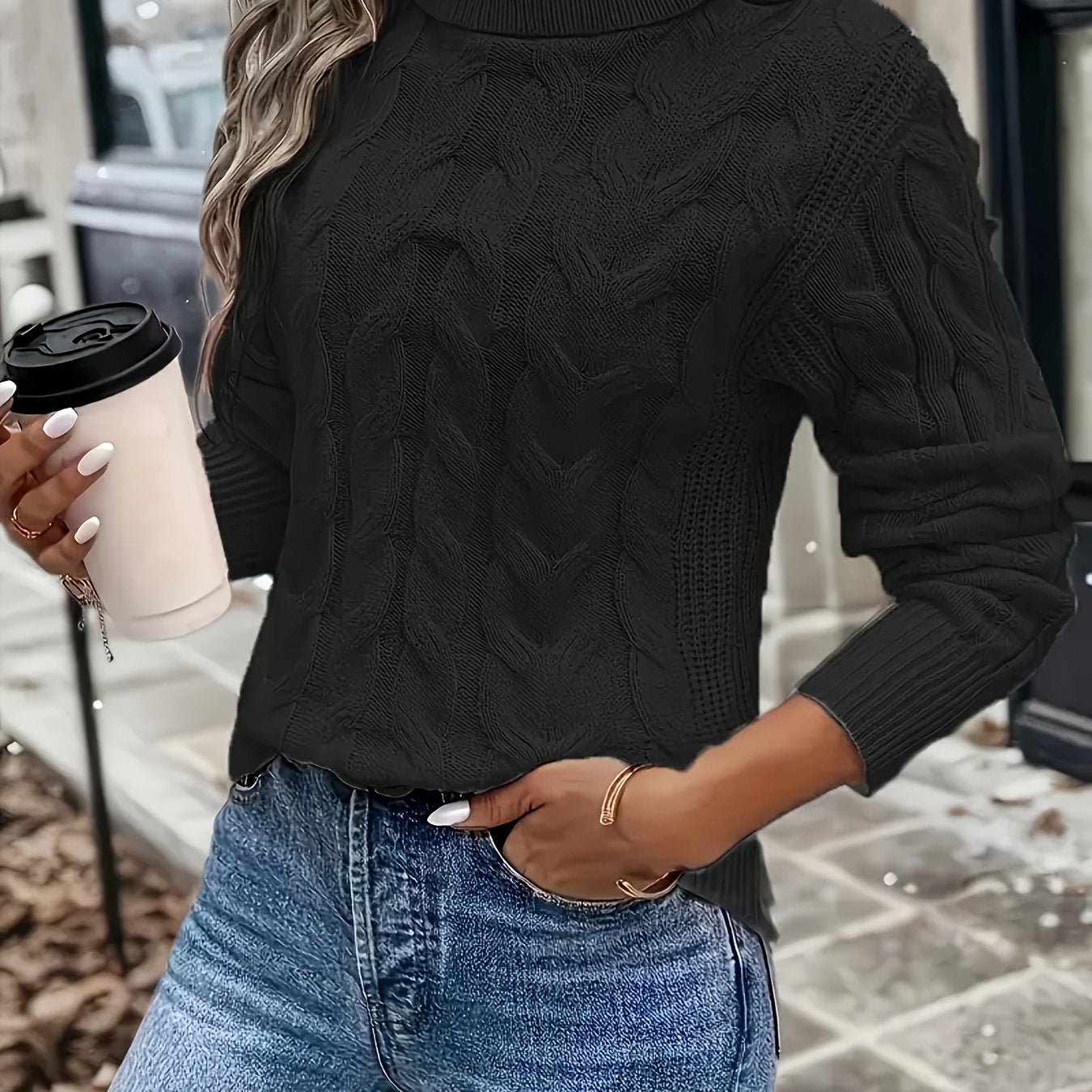 Fenella Sutherland | Cozy Cable-Knit Turtleneck Sweater