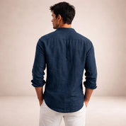 Matteo Villanueva | Men's Linen Button-Down Shirt in Blush Pink
