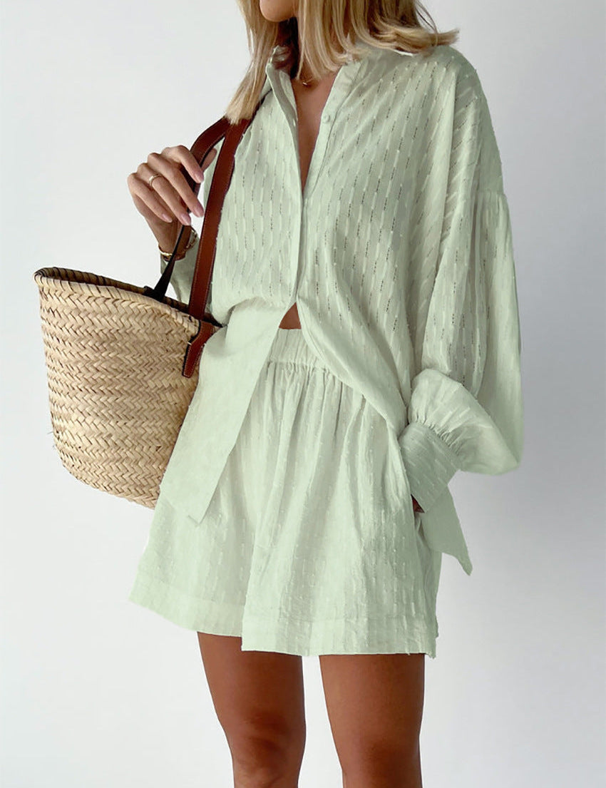 Quinn Whitmore | Embroidered Shirt & Shorts Set