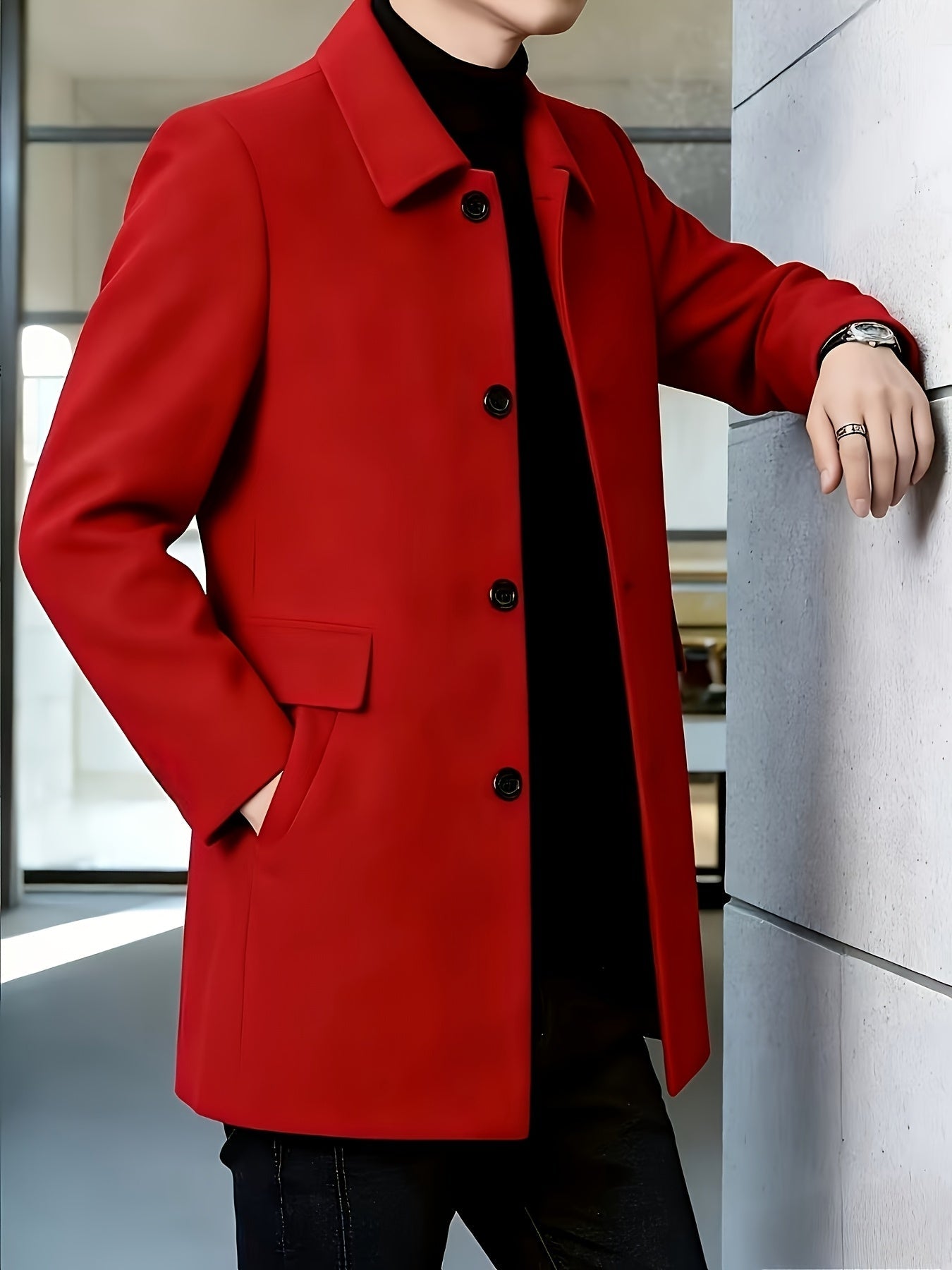 Cedric Harrison | Dopasowany jednorzędowy płaszcz w kolorze grafitowym