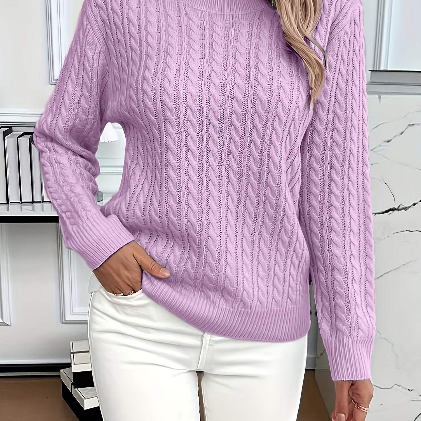 Lorelei Clarke | Pull à col rond en maille torsadée couleur menthe