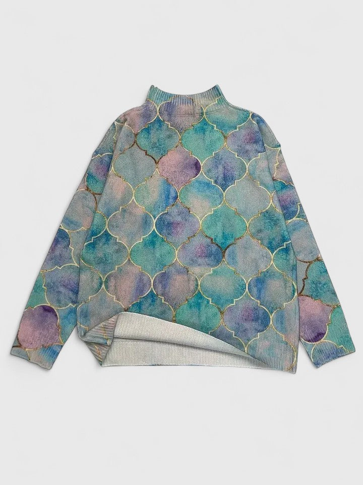 Louisa Trenholm | Pull pastel à motif quatre-feuilles et imprimé doré